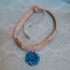 Handcrafted Beige and Blue Necklace